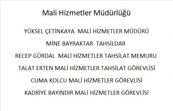 Mali Hizmetler Müdürlüğü