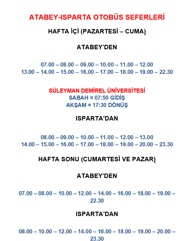 Otobüs Sefer Saatleri