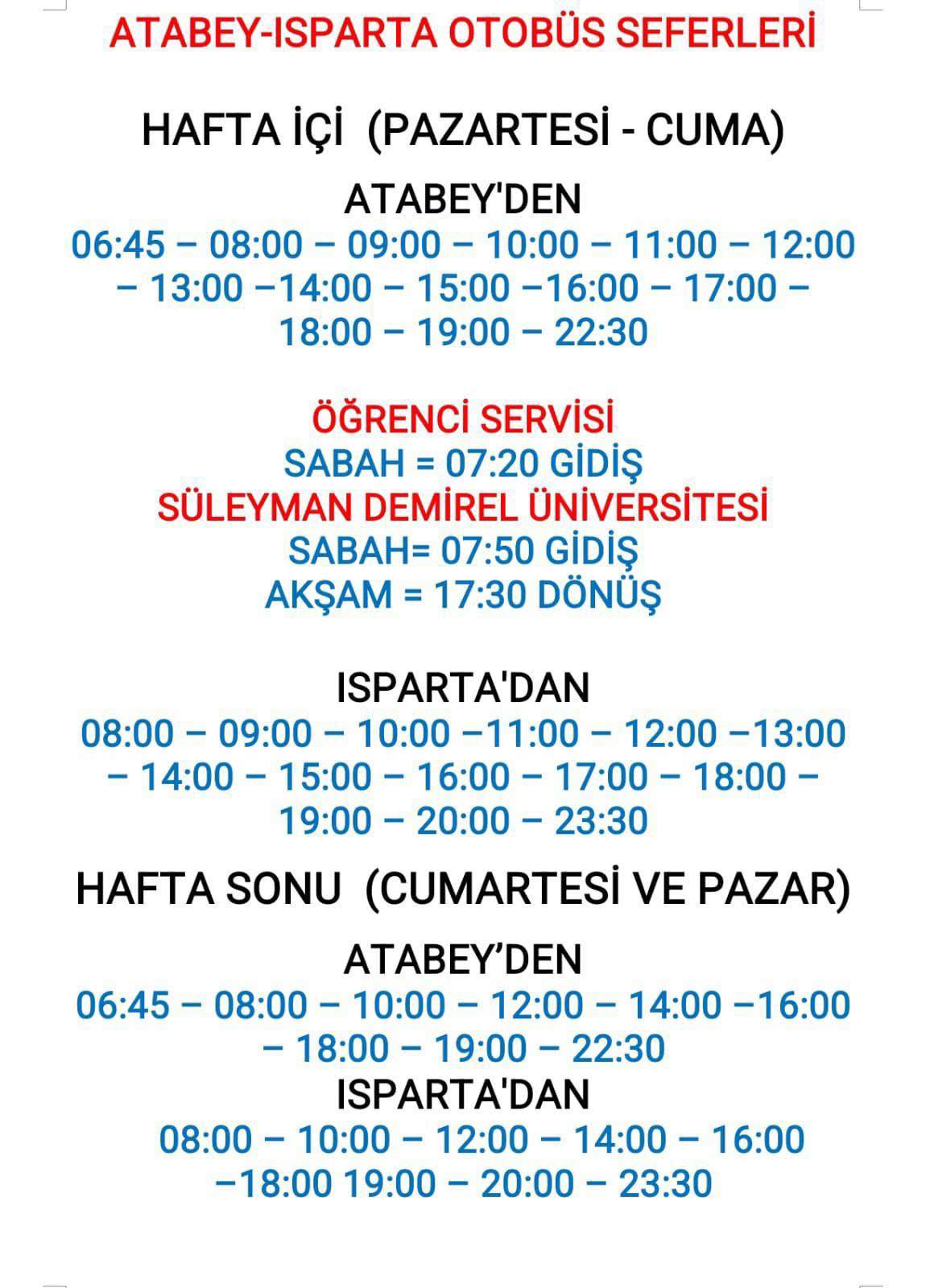 Otobüs Sefer Saatleri